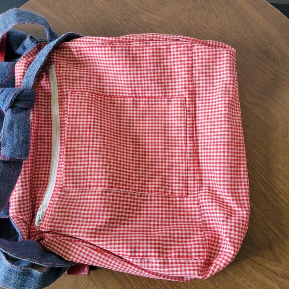 Vintage 1970’s Handmade Reversible Denim Handbag Purse. Medium blue quilted - Picture 11 of 12